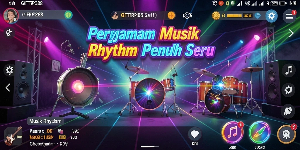Tampilan antarmuka permainan GIFTRP288 dengan notasi musik yang menarik.