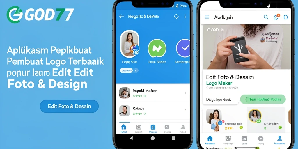 Antarmuka pengguna aplikasi GOD77 yang intuitif untuk pembuatan logo.