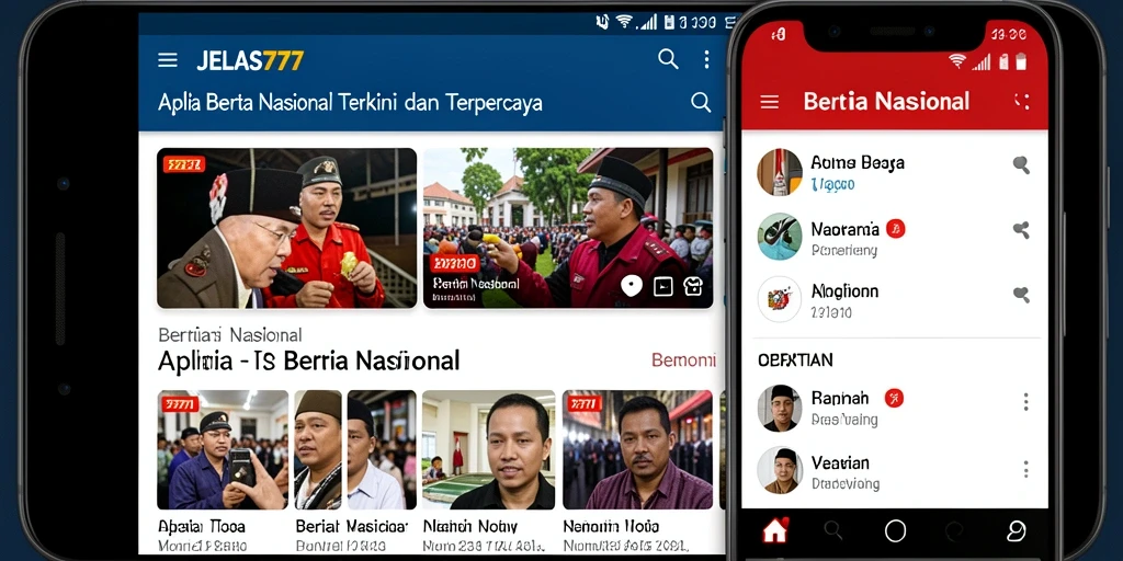 Antarmuka aplikasi JELAS777 yang menampilkan berita nasional terbaru.
