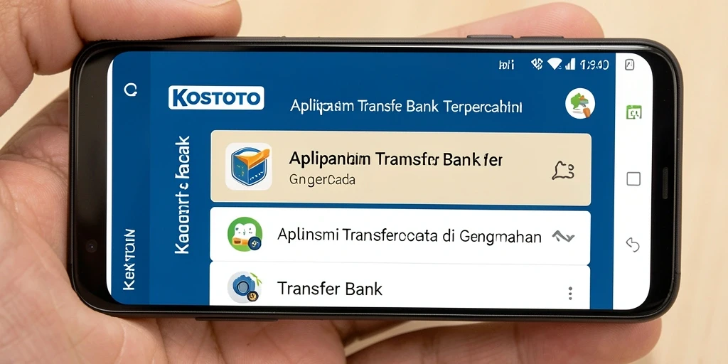 Screenshot antarmuka KOSTOTO yang menampilkan kemudahan transaksi Transfer Bank.