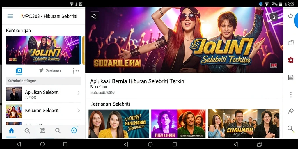 Antarmuka aplikasi MPO303 menampilkan berita selebriti terkini dengan menarik.