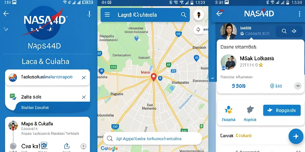 Antarmuka aplikasi NASA4D untuk pelacakan lokasi yang akurat.