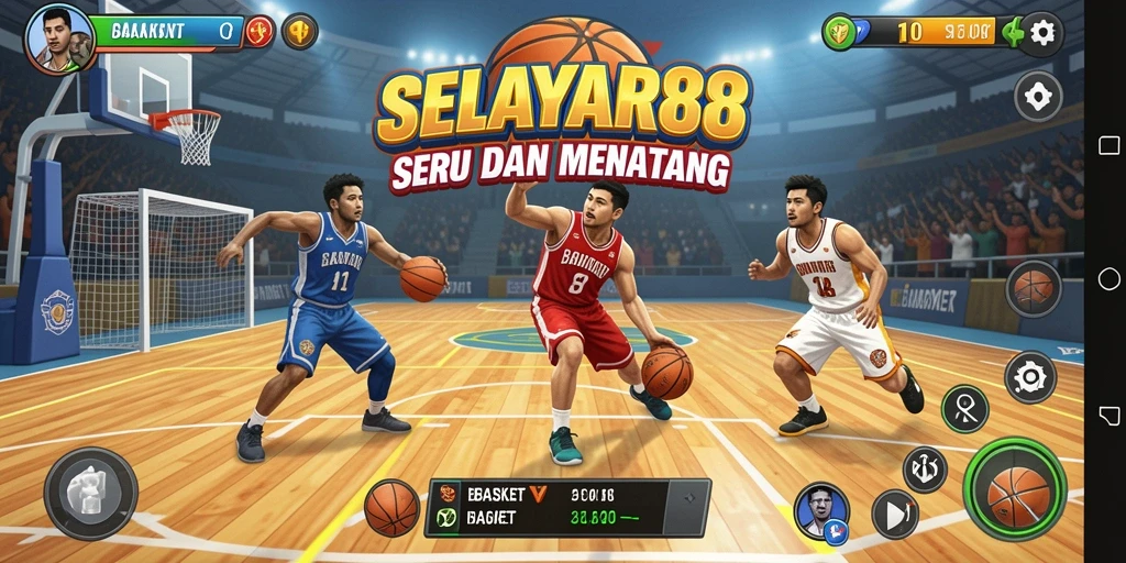 Tampilan antarmuka utama SELAYAR88 dengan grafis basket yang menarik.
