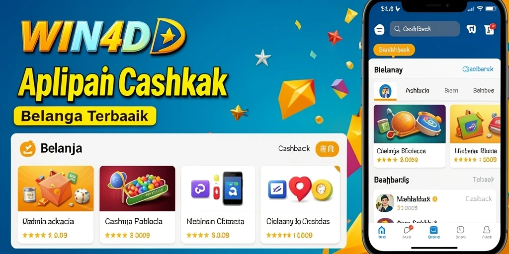 Tampilan antarmuka aplikasi WIN4D dengan fungsi cashback yang menarik.